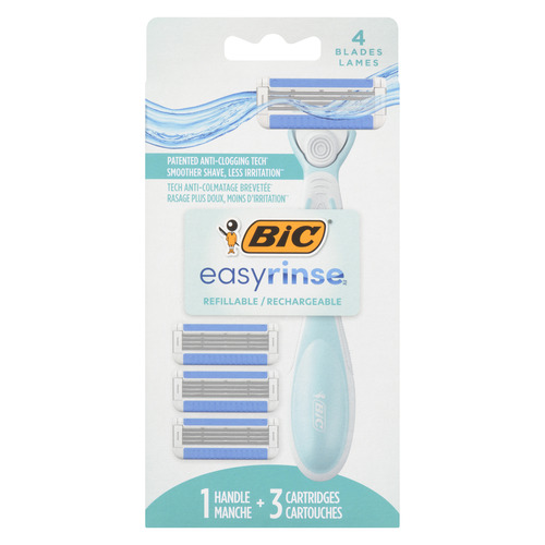 Buy BIC EasyRinse 4 Blades Razor & Blades Refillable 1 Handle + 3 ...