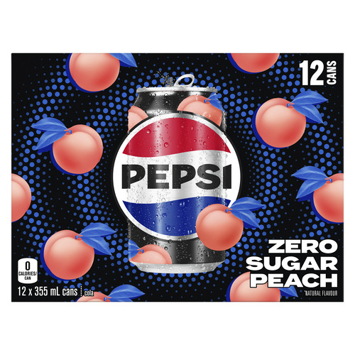 Buy Pepsi Zero Sugar Soft Drink Peach 12 x 355 ml (cans) | Sobeys Inc.