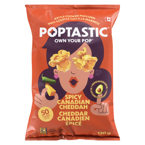 Poptastic Kettle Popped Popcorn Spicy Canadian Cheddar