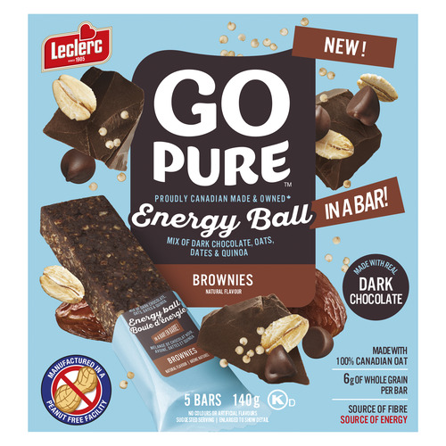 Leclerc Go Pure Peanut-Free Cereal Bar Brownies 140 g