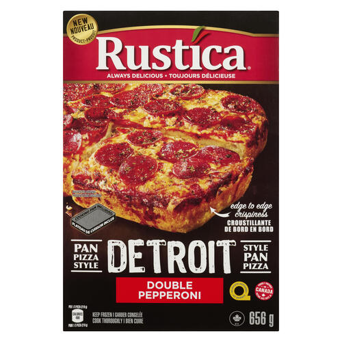 Rustica Frozen Detroit Style Pan Pizza Double Pepperoni
