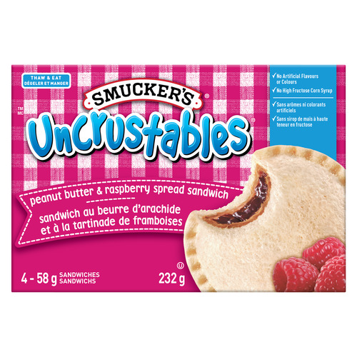 Buy Smucker's Uncrustables Peanut Butter & Raspberry Spread Sandwich 4 ...