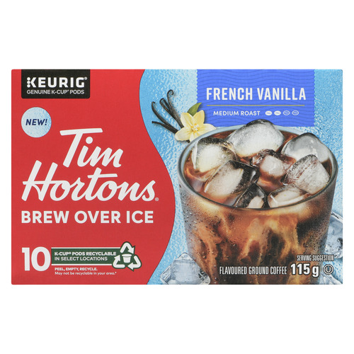 Tim Hortons Brew Over Ice Flavoured Ground Coffee French Vanilla Medium Roast