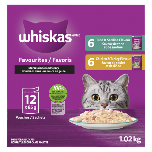 Whiskas Favourites Adult Wet Cat Food Morsels in Gelled Gravy Variety Pack