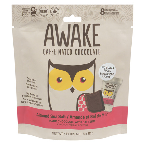 Buy Awake Dark Chocolate with Caffeine Almond Sea Salt 8 x 12 g ...