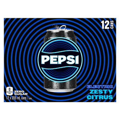 Buy Pepsi Zero Sugar Soft Drink Electric Zesty Citrus 12 x 355 ml