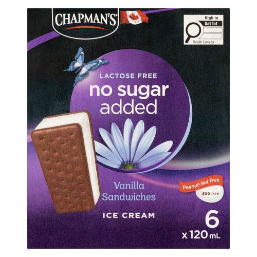 Chapman's No Sugar Added Ice Cream Sandwiches Vanilla