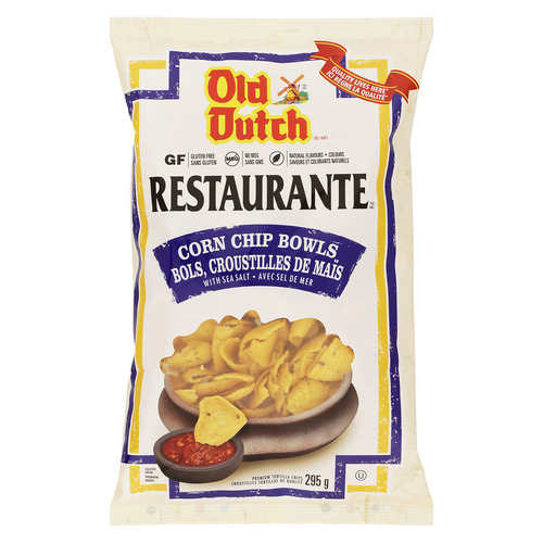 Old Dutch Restaurante Premium Tortilla Chips Corn Chip Bowls with Sea Salt 295 g