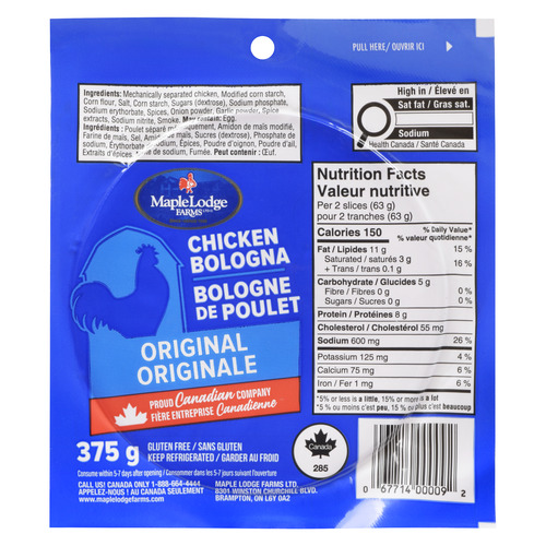 Maple Lodge Farms Gluten-Free Chicken Bologna