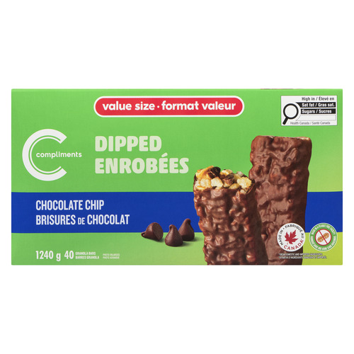 Compliments Granola Bars Dipped Chocolate Chip