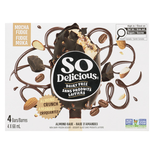 So Delicious Dairy-Free Almond-Based Frozen Dessert Bars Mocha Fudge