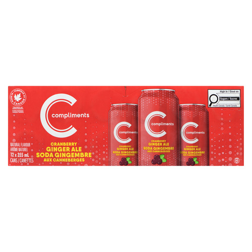 Buy Compliments Ginger Ale Soda Cranberry 12 x 355 ml (cans
