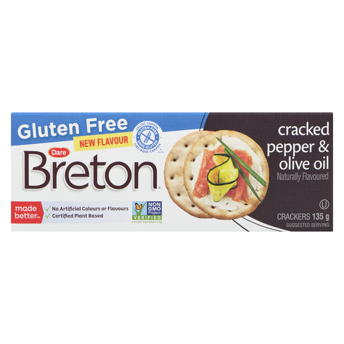 Dare Breton Gluten Free Crackers, Cracked Pepper & Olive Oil