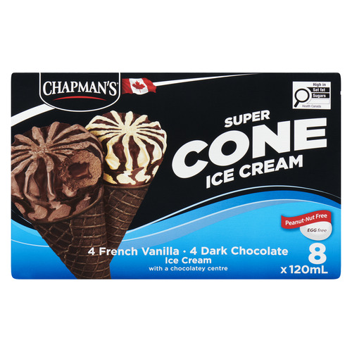 Buy Chapman's Super Cone Ice Cream French Vanilla and Chocolate 8