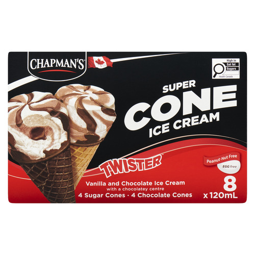 Buy Chapman's Super Cone Ice Cream Chocolate Twister 8 x 120 ml