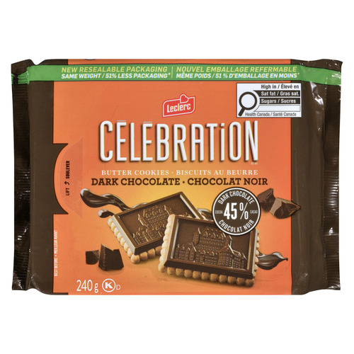 Buy Leclerc Celebration Butter Cookies Dark Chocolate 240 g