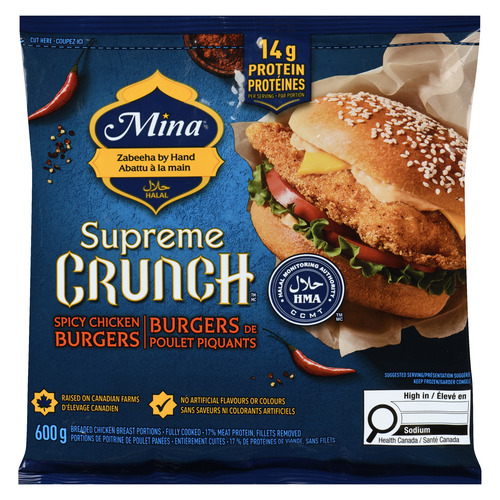 Buy Mina Surpreme Crunch Frozen Chicken Burger Spicy 600 g | FreshCo