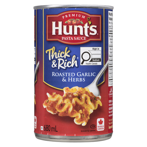 Hunt's Pasta Sauce, Thick & Rich Roasted Garlic & Herbs