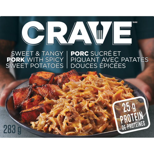 CRAVE Sweet & Tangy Pulled Pork with Spicy Sweet Potatoes