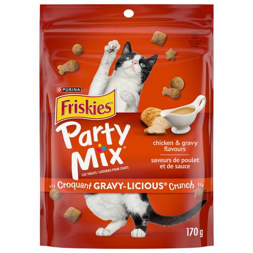Friskies Cat Treats Party Mix Gravy-Licious Crunch Chicken And Gravy