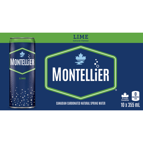 Buy Montellier Carbonated Natural Spring Water Lime 10 x 355 ml (cans ...
