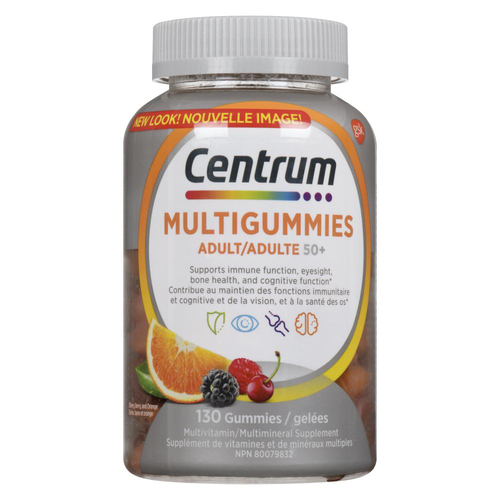 Centrum MultiGummies Multivitamin Adult 50+ Cherry Berry Orange 130 Count