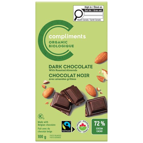 Compliments Organic Dark Chocolate Bar Roasted Almonds