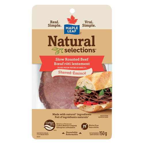 Maple Leaf Natural Selections Deli Shaved Beef Slow Roasted
