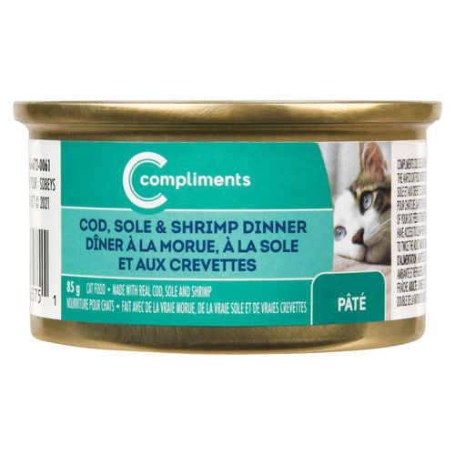 Compliments Wet Cat Food Pate Cod Sole Shrimp