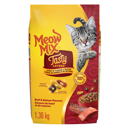 Meow Mix Tasty Layers Dry Cat Food Beef Salmon