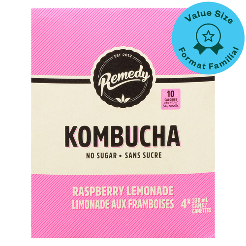 Buy Remedy Organic Kombucha Raspberry Lemonade 4 x 330 ml (cans ...