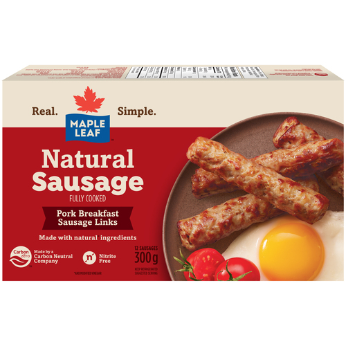 Maple Leaf Natural Sausage Patties Pork Breakfast Fully Cooked