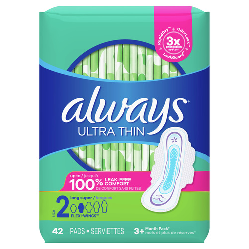 Always Ultra Thin Pads Size 2 Long Super with Wings
