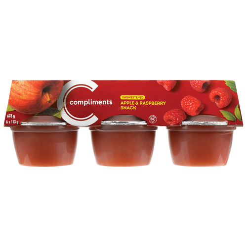 Buy Compliments Unsweetened Snack Cups Apple Raspberry 6 x 113 g | Foodland