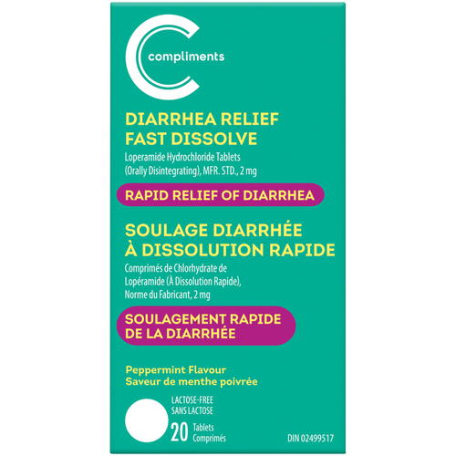 Buy Compliments Diarrhea Relief Fast Dissolve Tablets Peppermint 20 ...