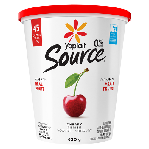 Buy Yoplait Source 0% Smooth Traditional Yogurt Cherry 630 g | IGA