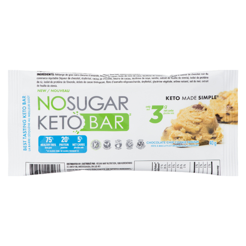 Vegan Pure No Sugar Keto Bar Chocolate Chip Cookie