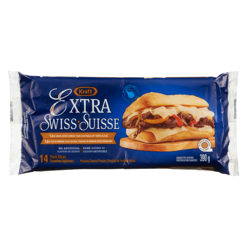 Buy Kraft Sliced Process Cheese Extra Swiss 14 Thick Slices 390 g