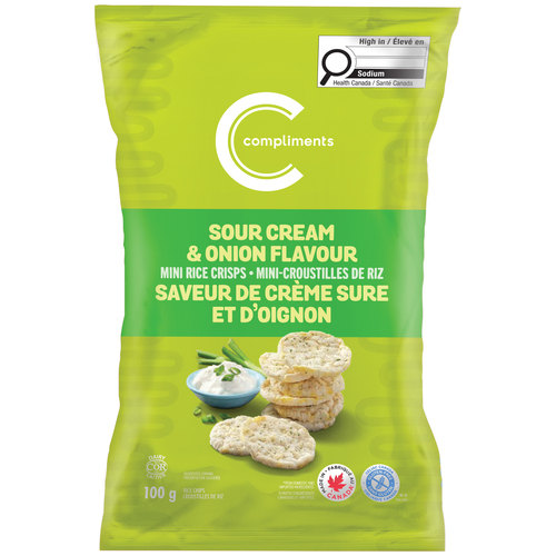 Compliments Mini Rice Crisps Sour Cream & Onion 100 g