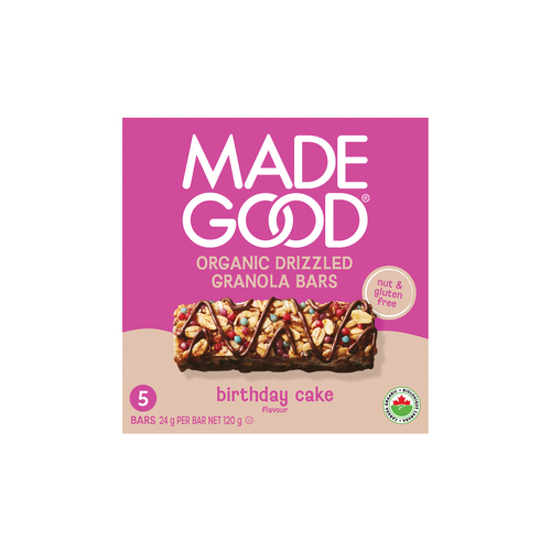 MadeGood Birthday Cake Chocolate Drizzled Granola Bars