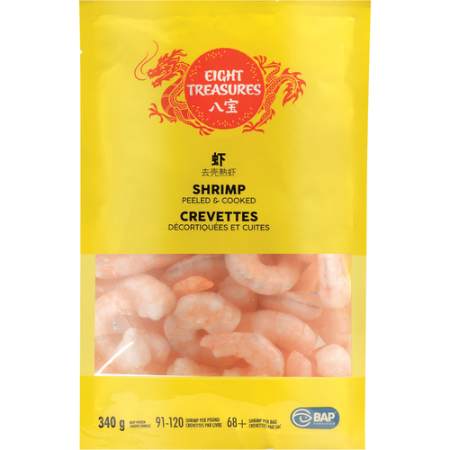 Eight Treasures Frozen Pacific Shrimp Peeled And Cooked White 91/120