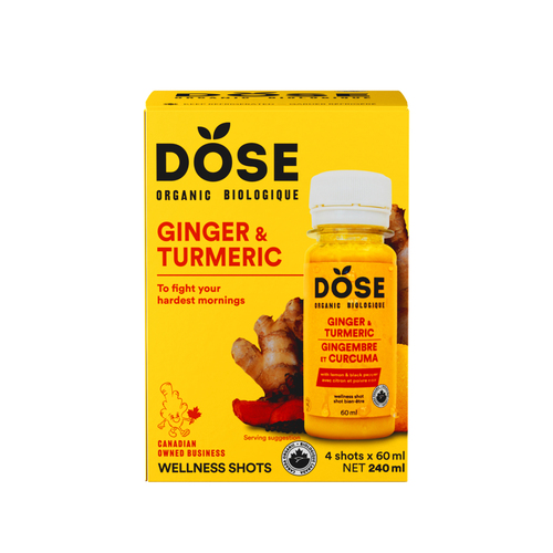 Buy Dose Organic Shots Ginger & Turmeric 4 x 60 ml (bottles) | IGA