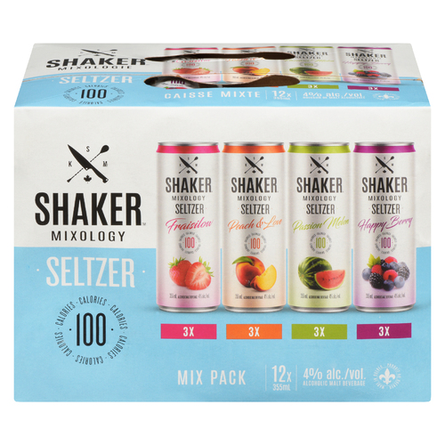 Buy Shaker Mixology Seltzer Mix Pack 4% Alcohol 12 x 355 ml (cans