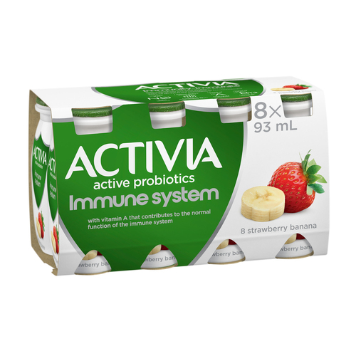 Activia Drinkable Probiotic Strawberry Banana  8 x 93 ml