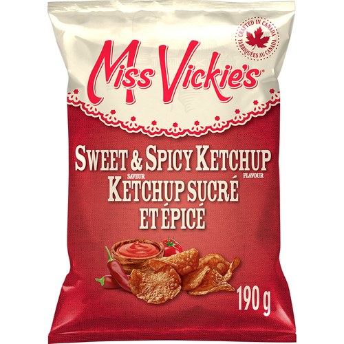 Miss Vickie's Cooked Potato Chips Sweet & Spicy Ketchup Flavour Kettle 190 g