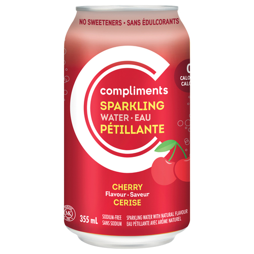 Buy Compliments Sparkling Water Cherry 355 ml (can) | Foodland
