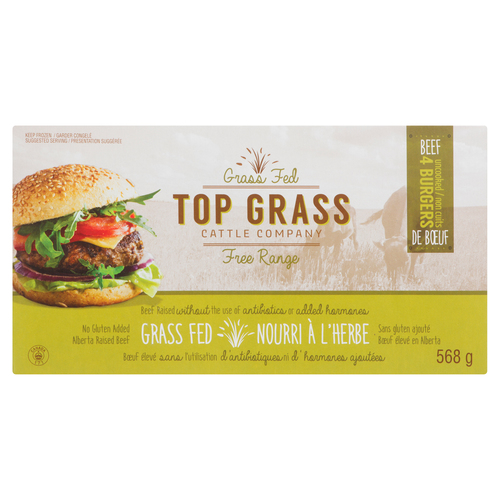 Top Grass Cattle Co Frozen Beef Burger Patties