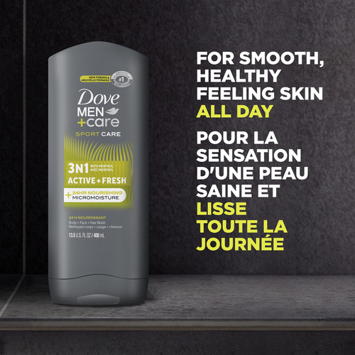 Buy Dove Men+Care Sportcare 3In1 Hair + Body + Face Wash Active +