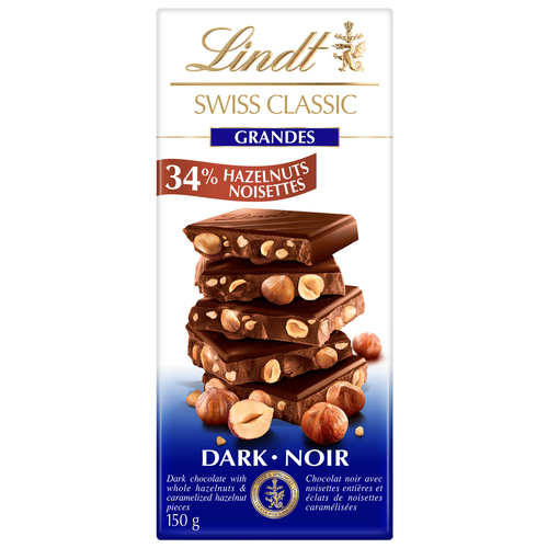 Buy Lindt Swiss Classic 34% Hazelnut Bar Dark Chocolate 150 g | IGA