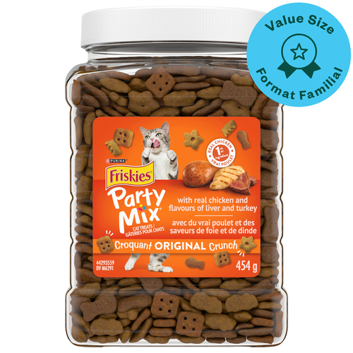 Friskies Cat Treats Party Mix Original Crunch Real Chicken
